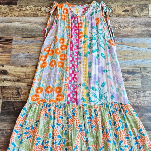 Ellen Merchant x Anthropologie Mixed Print Button Down Maxi Dress Sleeveless - Picture 8 of 14